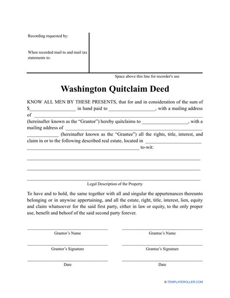 Washington Quitclaim Deed Form Fill Out Sign Online And Download Pdf Templateroller