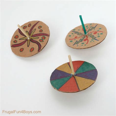 Make Spinning Tops With Cardboard And Marbles Frugal Fun For Boys And