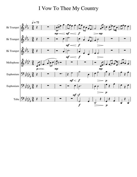 I Vow To Thee My Country Small Brass Ensemble Sheet Music For Euphonium