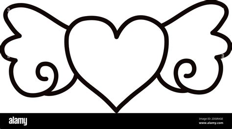 heart love romantic with wings line style icon vector illustration ...