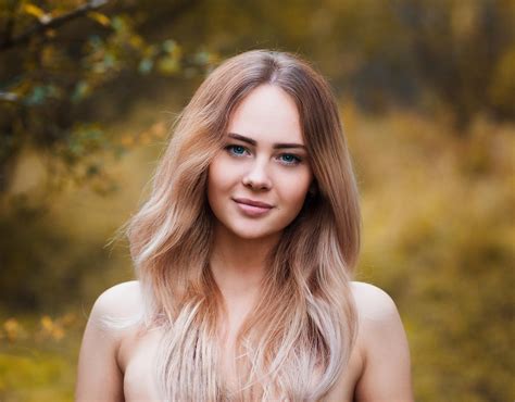 Women Face Blonde Blue Eyes Women Outdoors Portrait Depth Of