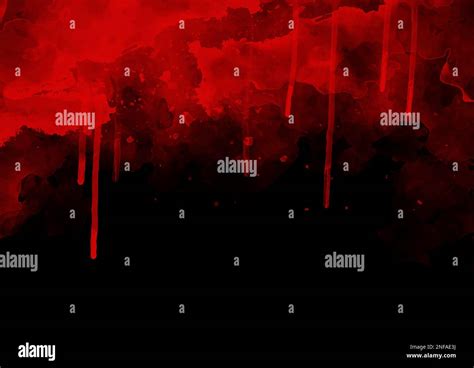 Halloween Background With Blood Splatters And Drips On Black Stock