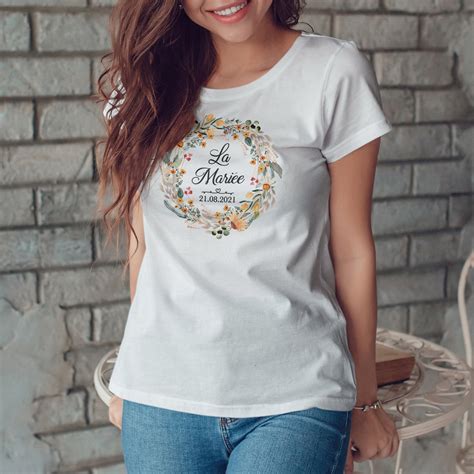 Tee Shirt Evjf Personnalisé Couronne De Fleurs Modèle Champêtre Oran