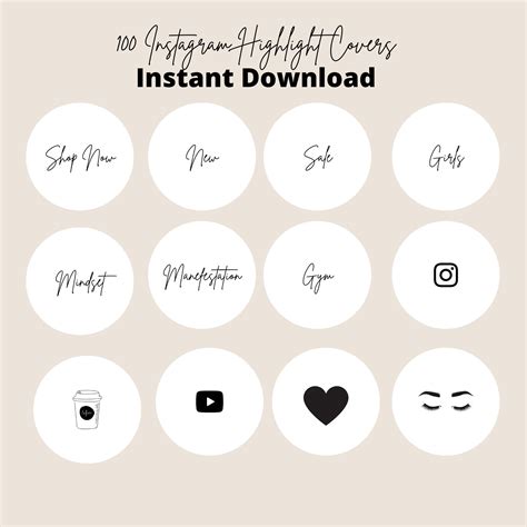 Stylish Instagram Highlight Covers, 100 Minimal Aesthetic Black and ...