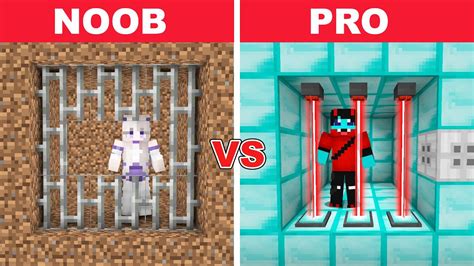 Noob Vs Pro Safest Security Prison Build Challenge Minecraft Youtube