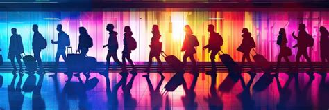 Commuters Silhouettes In Subway Station Train Station Or Airport