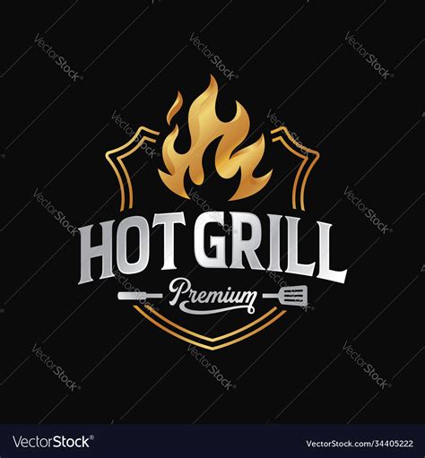 Hot Grill Logo Design Template Royalty Free Vector Image