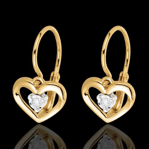 Boucles D Oreilles Mon Amour Or Jaune 18 Carats Bijoux Edenly