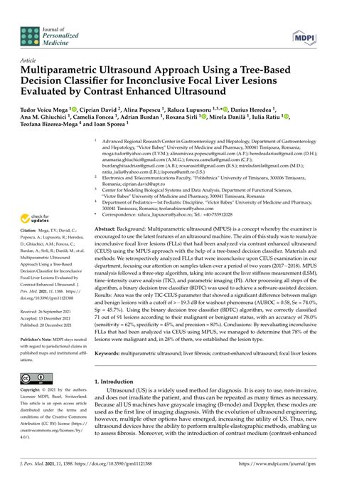 Pdf Multiparametric Ultrasound Approach Using A Tree Based Decision