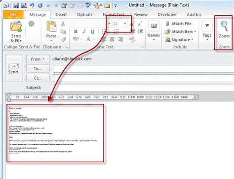 Adjusting Outlooks Zoom Setting In Email