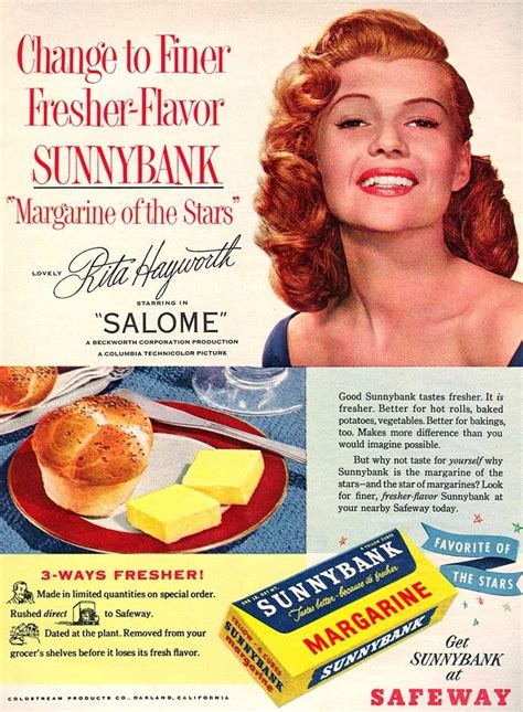 Rita Hayworth For Sunnybank Margarine Of The Stars Rita Hayworth