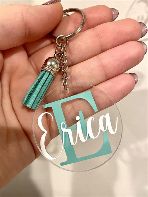 Personalized Name And Initial Acrylic Keychain Custom Name Etsy Diy