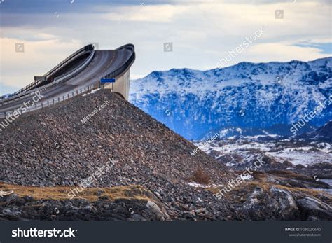 Storseisundet Bridge Main Attraction Atlantic Road Stock Photo