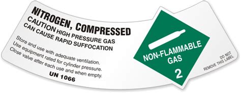 Nitrogen Compressed High Pressure Gas Cylinder Label, SKU - LB-1959