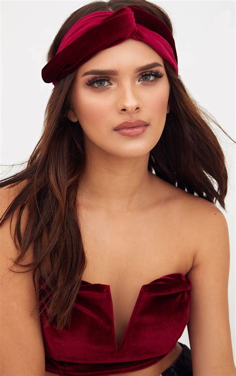 Burgundy Velvet Headband Accessories Prettylittlething