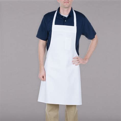 Chef Revival White Poly Cotton Economy Customizable Bib Apron With 1