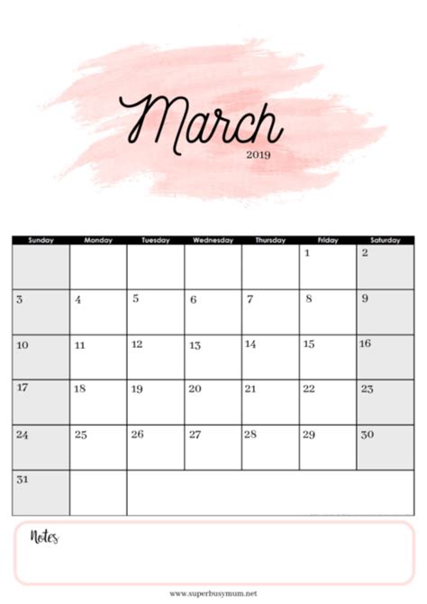 March Template Calendar - Printable Calendars AT A GLANCE