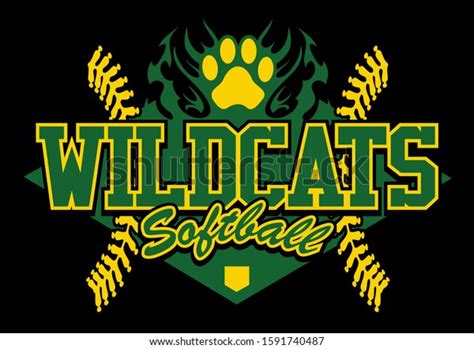 Wildcats Softball Team Design Flaming Paw Stock Vector (Royalty Free ...