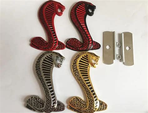 Metal D Mustang Snake Cobra Logo Car Front Grill Emblem Side Fender