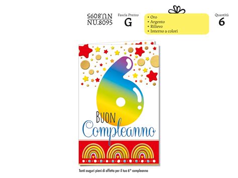 BIGLIETTO AUGURALE COMPLEANNO BIMBO 6 ANNI 11 5X17 CROMONB Co Gi