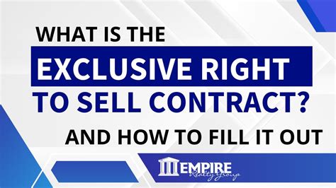 What Is The Exclusive Right To Sell Contract And How To Fill Out Youtube