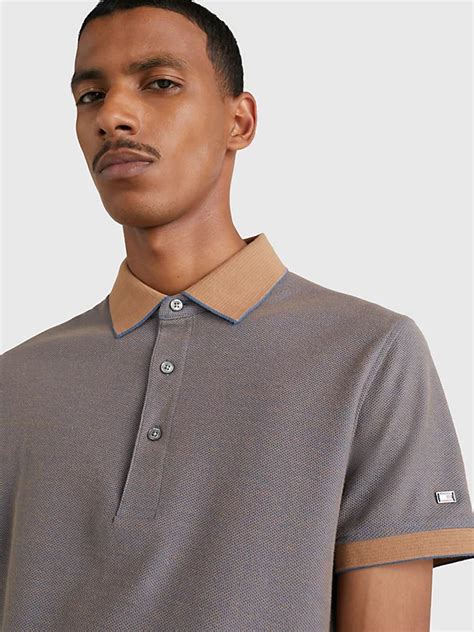 Two Tone Honeycomb Slim Fit Polo Blue Tommy Hilfiger