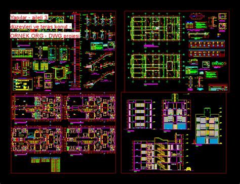 Proje Sitesi Yap Lar Aileli D Zeyleri Ve Teras Konut Autocad Projesi