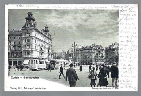 1903 ZÜRICH BELLEVUEPLATZ 4 TRAMS SCHÖNE KARTE BELEBT Kaufen auf