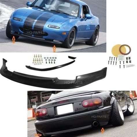 Combo Fits Miata Mx Gv Style Pu Front Bumper Lip Jdm Rs Style