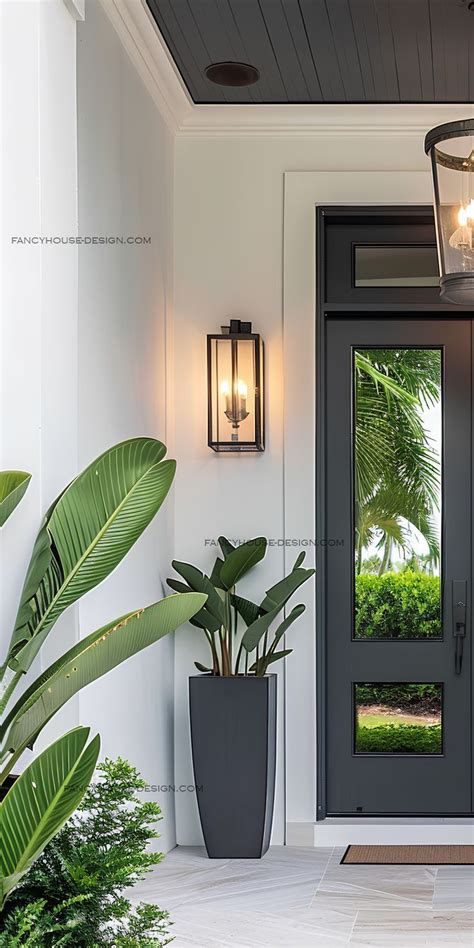 An Elegant Entrance Door With Glass Sidelights Enhances The Front Entry