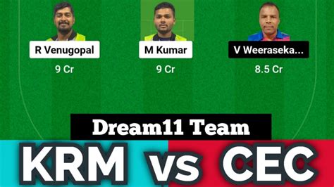 KRM Vs CEC Prediction KRM Vs CEC B Dream11 Team KRM Vs CEC B Dream11