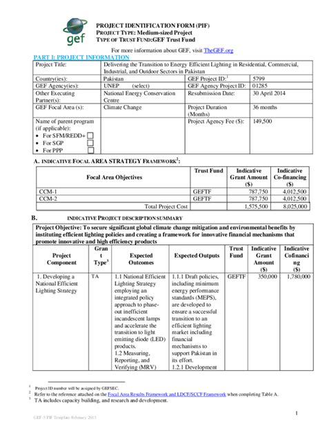 Fillable Online Project Identification Form Pif Gef Portal Hover Tips