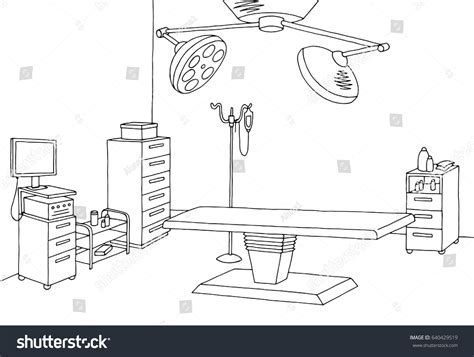 Operating Room Graphic Black White Interior Stock Vector (Royalty Free ...