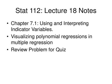 Ppt Stat 112 Lecture 18 Notes Powerpoint Presentation Free Download