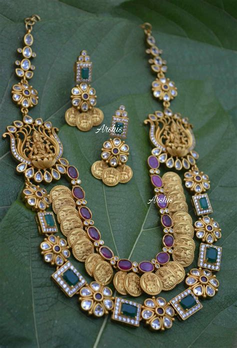 Multilayer Antique Necklace With Side Locket South India Jewels