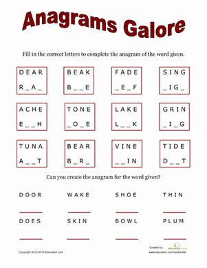 Four Letter Anagrams Worksheet Education