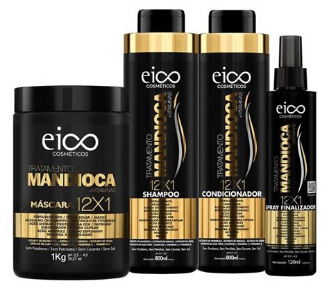 Kit Eico Mandioca Shampoo E Condicionador Ml M Scara G Spray