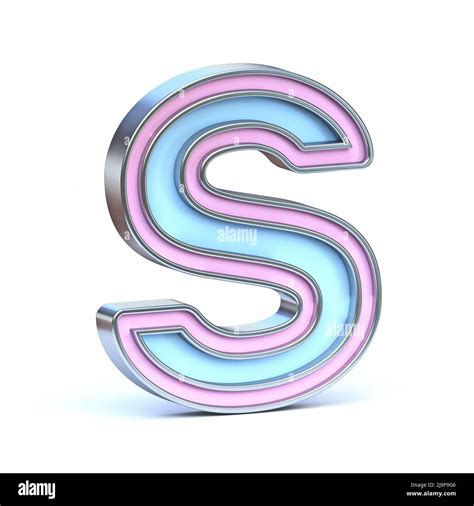 Blue And Pink Metal Font Letter S D Render Illustration Isolated On