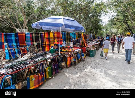 Chichen Itza Mexico Market Stalls Selling Local Souvenirs And