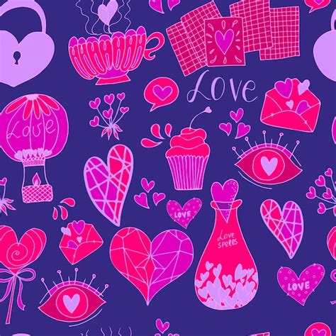 Premium Vector Seamless Pattern Valentines Day Elements