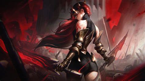 5742b Katarina Chosen Of The Wolf LoL Skin Splash Art 8K