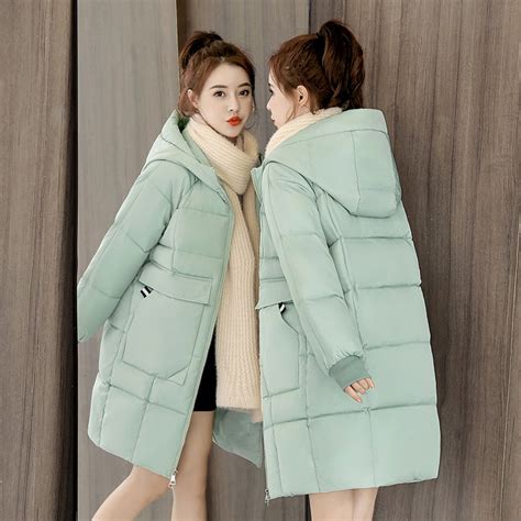 Parkas de algodón con capucha para mujer abrigo largo grueso cálido