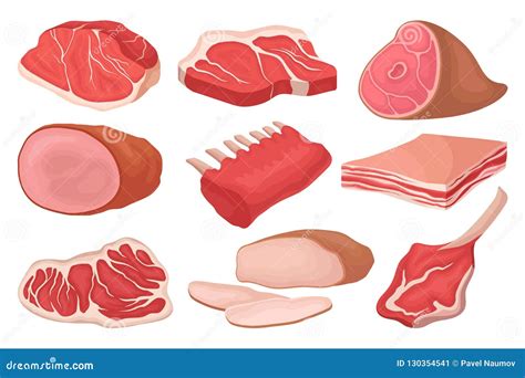 Row Pork Ribs And Herbs Realistic Vector Illustration Isolated Hand