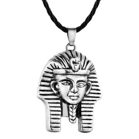 Collier Pendentif égypte Pharaon Toutânkhamon Acier Argenté Mixte