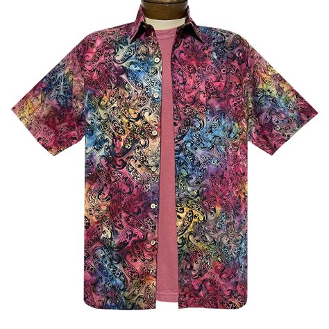 Men S R Options Batik Short Sleeve Cotton Shirt Paisley Multi