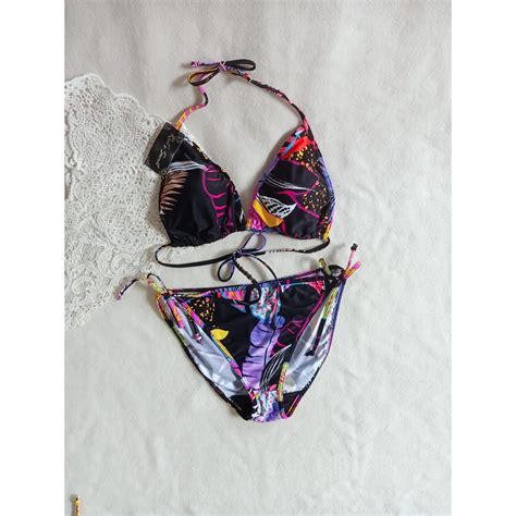 Jual BK 3301 RX4 HITAM DAUN WARNA WARNI BIKINI PANTAi SEGITIGA WITH