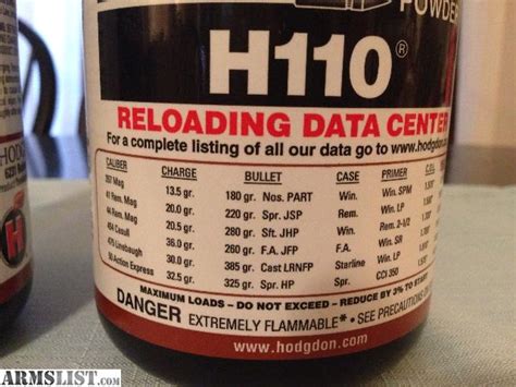 Armslist For Sale Hodgdon H110 300 Blackout Reloading Powder