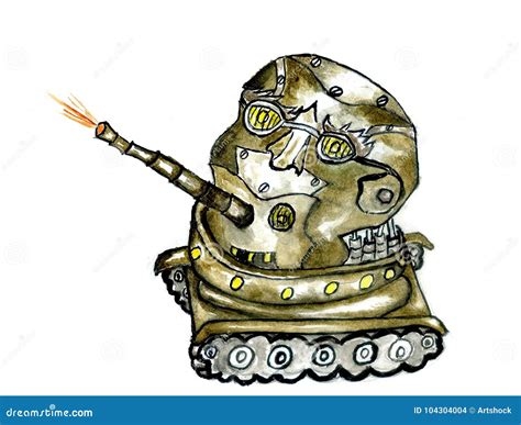 Robot Warrior Art stock illustration. Illustration of drawing - 104304004