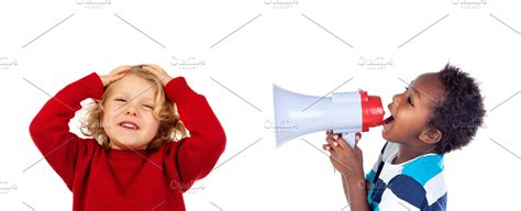 Children Playing With A Megaphone High Quality Education Stock Photos