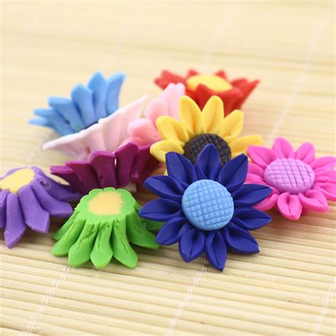 Wholesale Pcs Mixed Colorful Sunflower Shaped Polymer Clay Flower